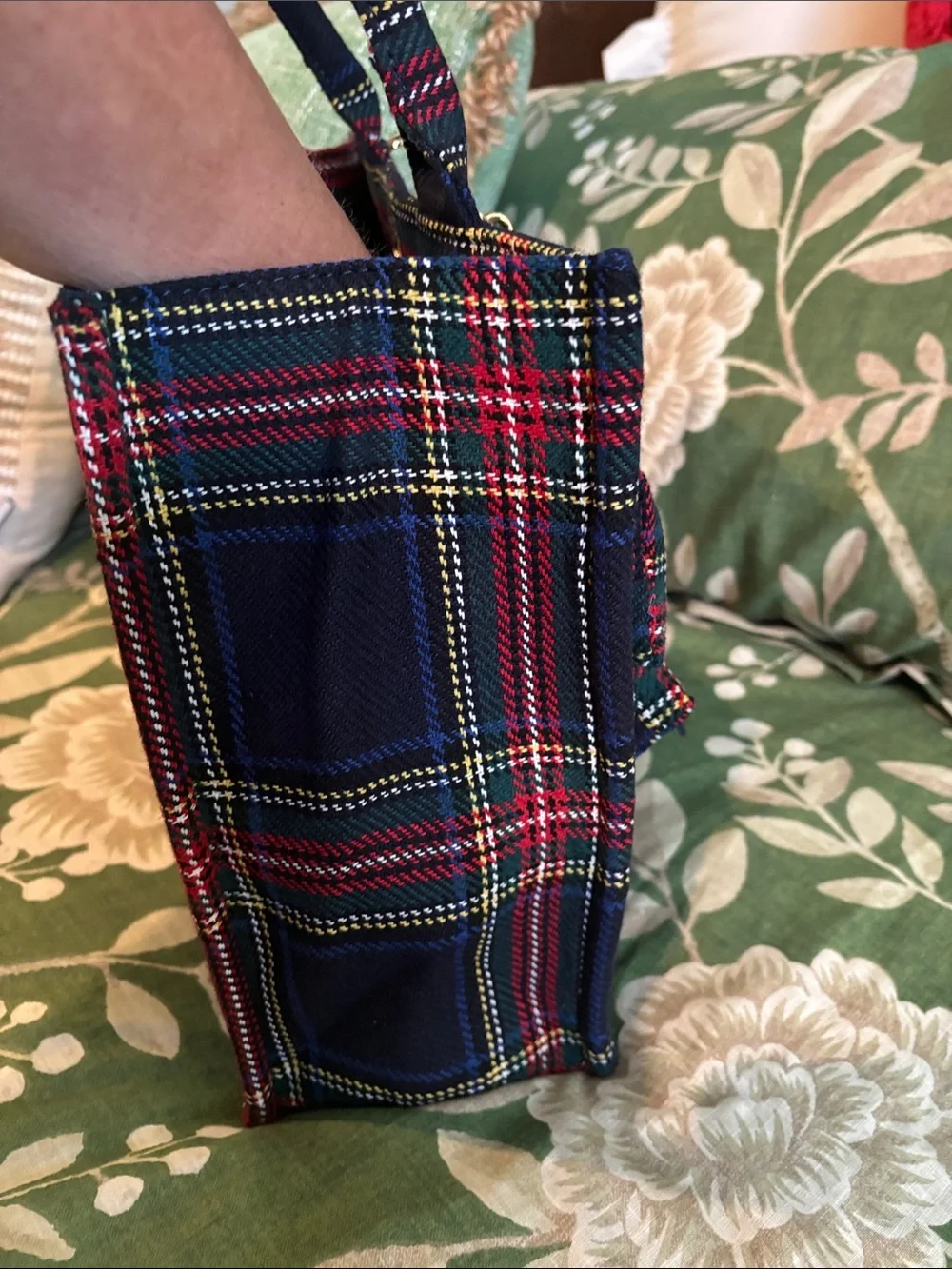 Shiraleah Plaid Tote Bag with Bow Accent - Navy Red Green - Picture 4 of 6